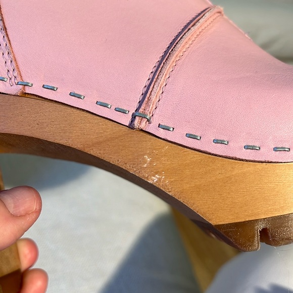 Swedish Hasbeens NWT Rough Stitched Mid Calf Clog Boot Pale Pink LOVE 🌸 - Picture 12 of 13